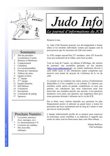 Le journal d'informations du JCR - Judo Club Romont