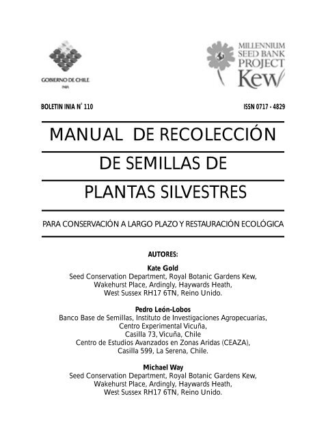 manual de recolecciÃ³n de semillas de plantas silvestres - INIA