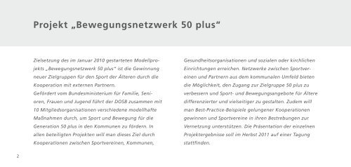 Projekt „Bewegungsnetzwerk 50 plus“ - Richtig Fit ab 50