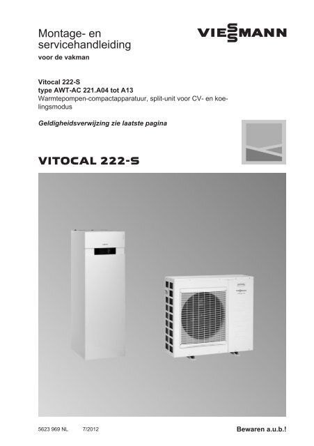 Montage- en service-handleiding Vitocal 222-S14.0 MB - Viessmann