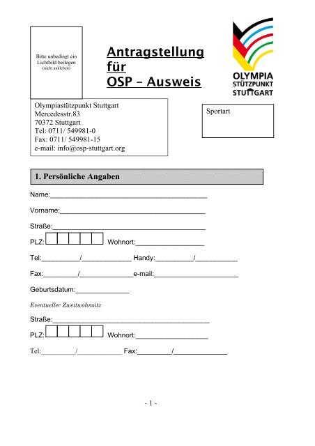 Antragstellung fÃ¼r OSP â Ausweis - OSP Stuttgart