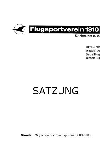 SATZUNG - Flugsportverein 1910 Karlsruhe e.v.