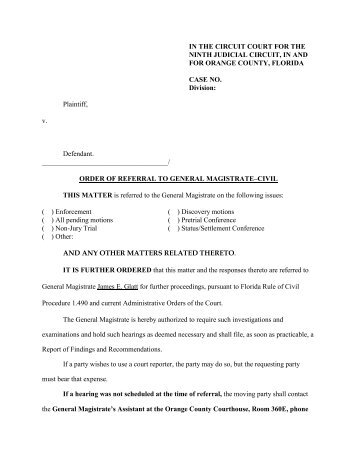 Order Of Referral To Civil Magistrate (PDF) - Ninth Judicial Circuit ...