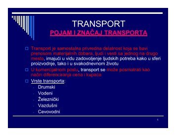 pojam i znaÄaj transporta