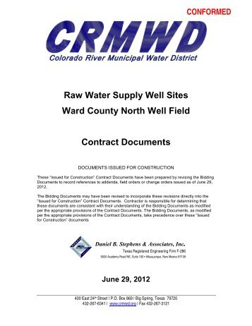 CRMWD well sites - Tech Specs 6-29-12 - Garney Construction