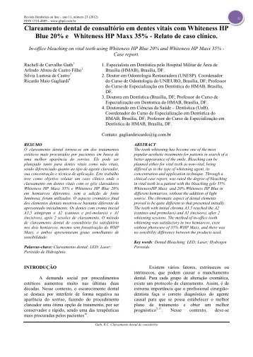 Clareamento dental de consultÃ³rio em dentes vitais com ... - UFSM