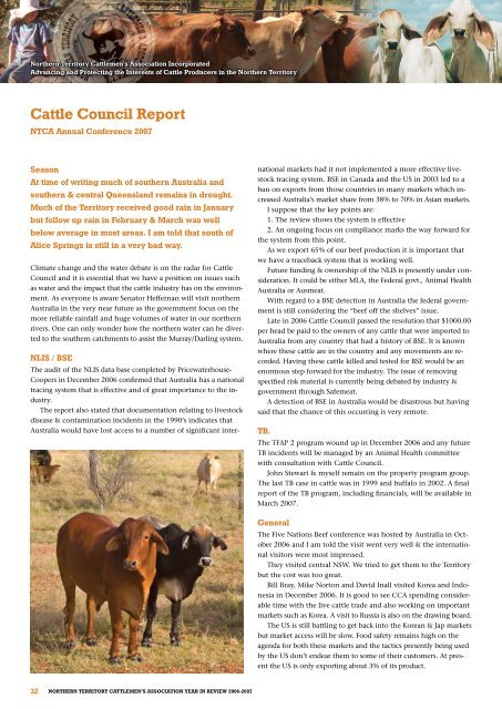 2007 NTCA Yearbook - Northern Territory Cattlemen's Association