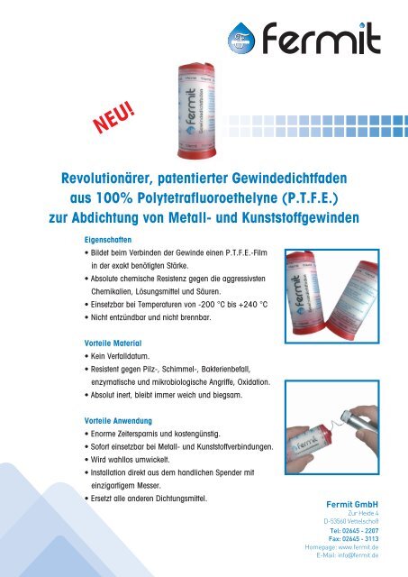 (PTFE) zur Abdichtung von Metall - Fermit