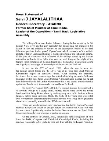 Selvi J JAYALALITHAA - TamilNet