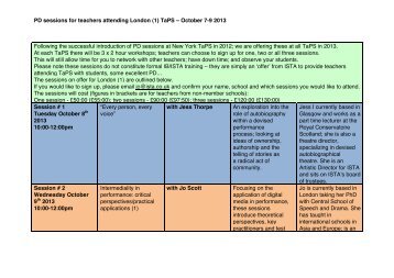 London (1) TaPS PD sessions outline - Ista