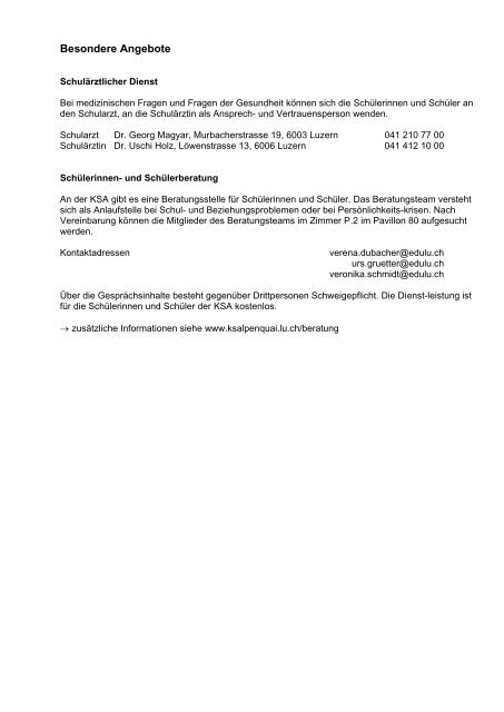 Wegweiser Untergymnasium - Luzern - Kanton Luzern