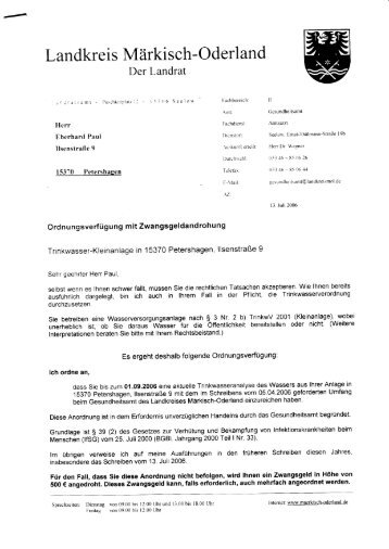 Ordnungsverfügung vom Amtsarzt Dr. Wegner (PDF ... - Eberhard Paul