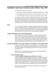 Smalltalk Solutions 2007 Report, CSUG report, VAS report - ESUG