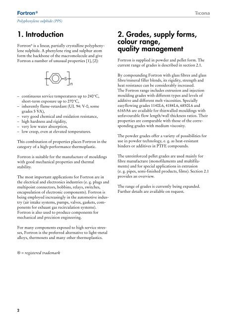 Fortron PPS Product Brochure (B240) - Hi Polymers