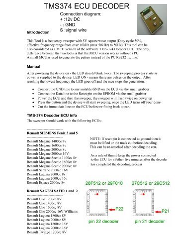 TMS374 ECU DECODER