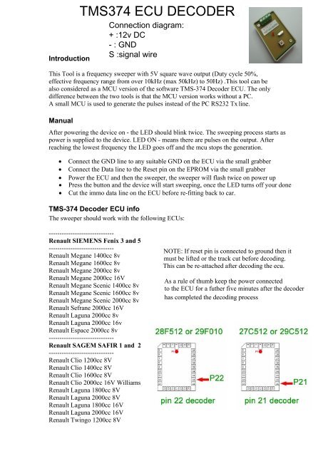 TMS374 ECU DECODER