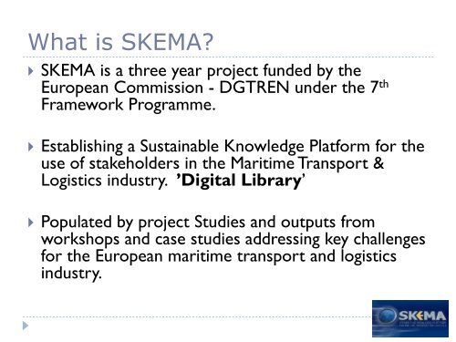 E Maritime Policy Development - SKEMA Project Maritime Transport