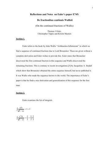 Reflections and Notes on E745 - Euler Archive Home Page