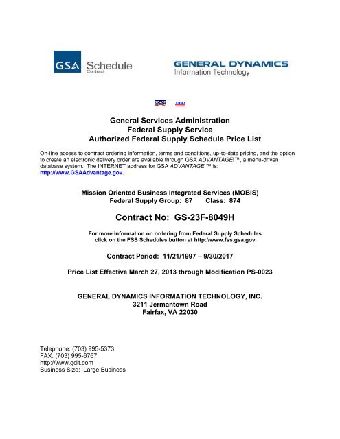 GSA-approved price list - General Dynamics Information Technology