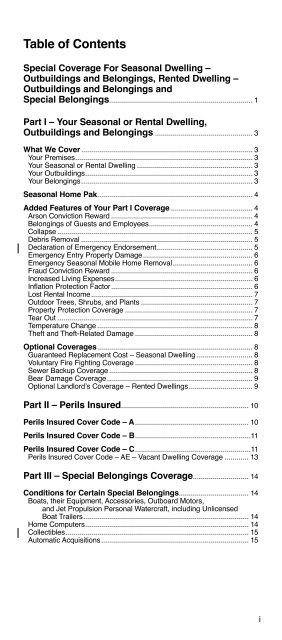 SGI CANADA Special Coverages policy booklet