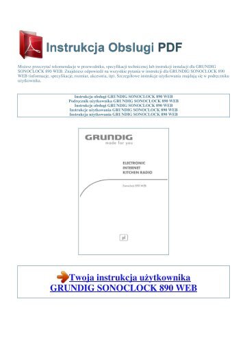 Instrukcja obsługi GRUNDIG SONOCLOCK 890 WEB - 1