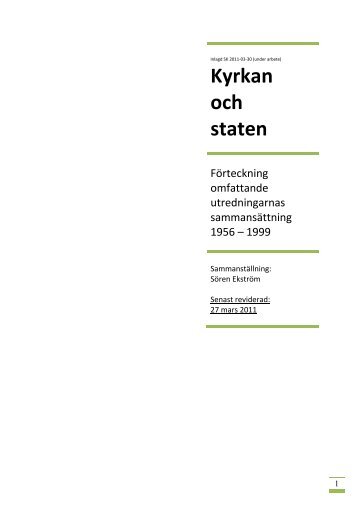 1900-talets kyrkliga utredningar - SÃ¶ren EkstrÃ¶m