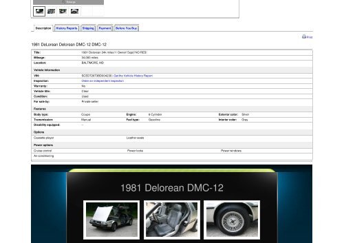1981 DeLorean Delorean DMC-12 DMC-12 - Keith Martin's ...