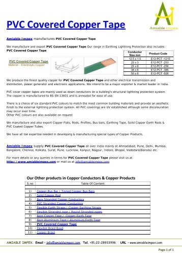PVC Covered Copper Tape - Amiable Impex