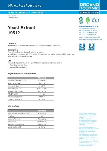 Standard Series Yeast Extract 19512 - TekniScience.com
