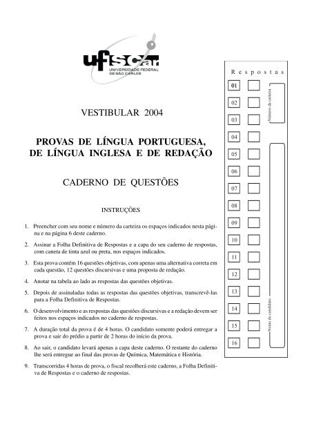 VESTIBULAR 2004 PROVAS DE LÃNGUA ... - Apoio Escola