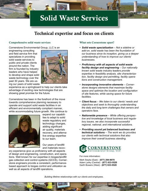 Solid Waste Services Flysheet - Cornerstone Environmental Group