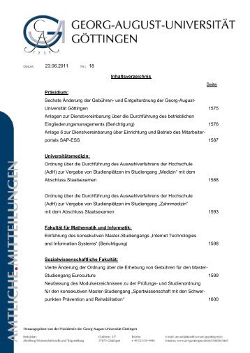 Amtliche Mitteilungen Ausgabe 18 - Georg-August-Universität ...