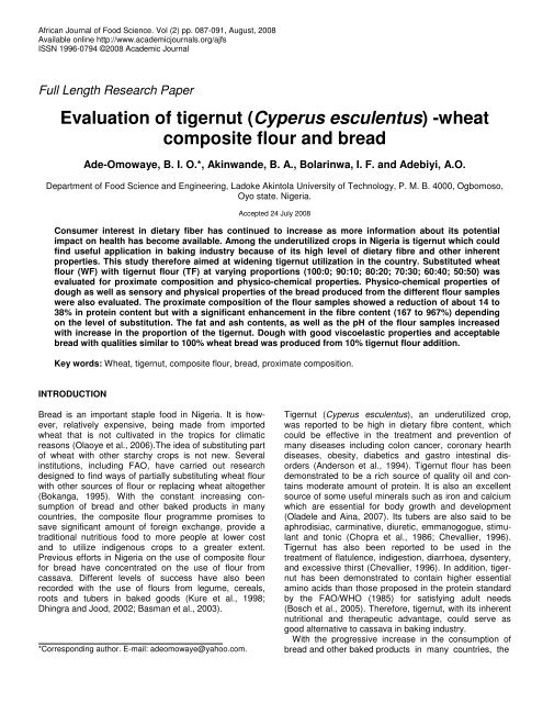 wheat composite flour and bread - Science Stage