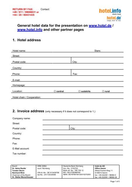 2 Invoice Address Hotel De