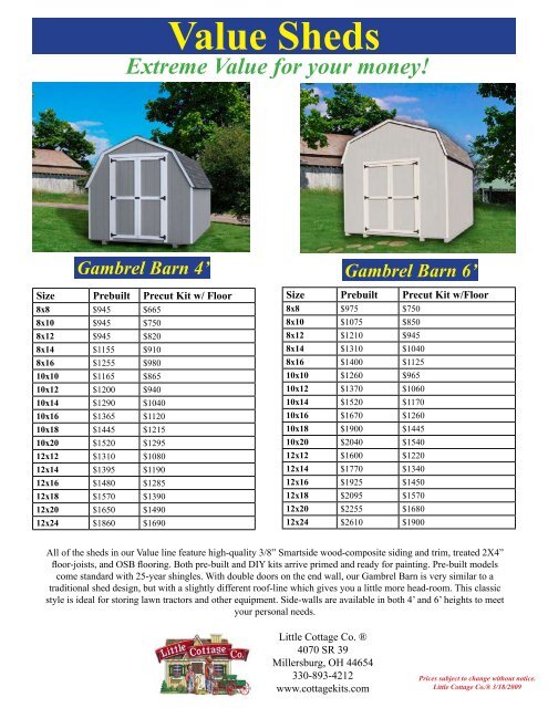 Value Sheds Cottage Kits Playhouses Little Cottage Company