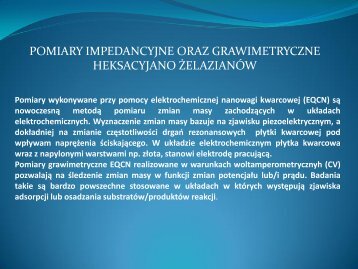 Zastosowania nanowagi kwarcowej w badaniach elektrochemicznych