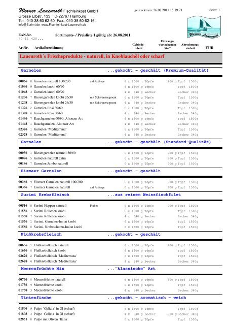 Lauenroth´s Frischeprodukte - naturell, in ... - Werner Lauenroth