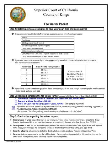 Fee Waiver Packet - Kings County Superior Court