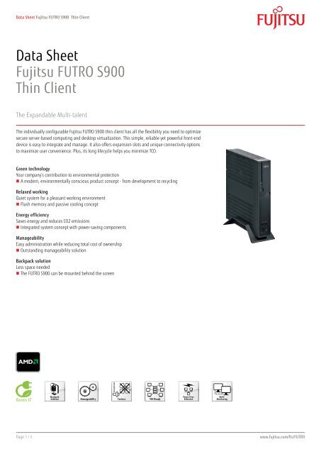 Data Sheet Fujitsu FUTRO S900 Thin Client