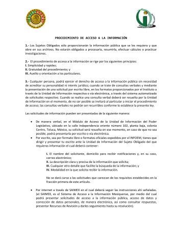 PROCEDIMIENTO DE ACCESO A LA INFORMACIÓN 1.- Los ...