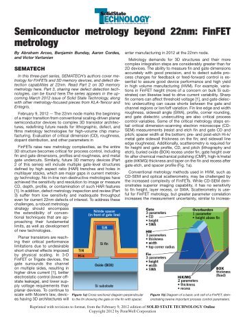 Semiconductor metrology beyond 22nm: FinFET metrology