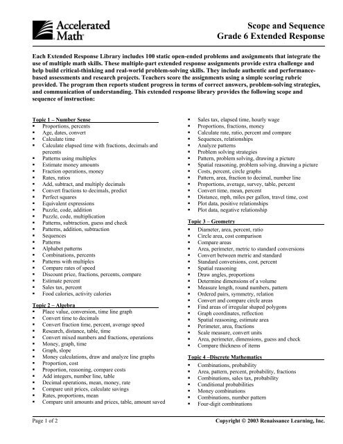 Scope and Sequence Grade 6 Extended Response - Renaissance ...