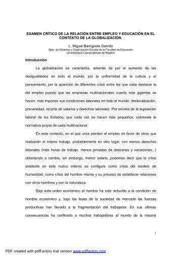 EXAMEN CRÍTICO DE LA RELACIÓN ENTRE EMPLEO Y ...