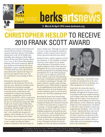 ChrIStopher heSLop tO ReCeIve 2010 FRANk SCOtt AwARD