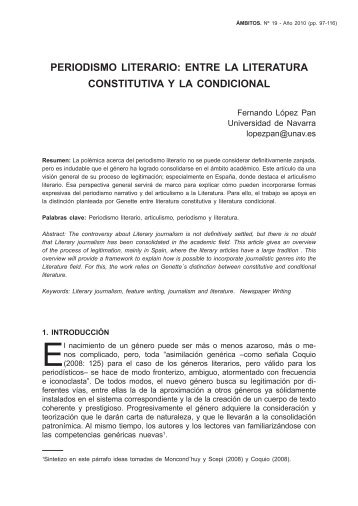 PERIODISMO LITERARIO: ENTRE LA LITERATURA ... - Grupo.us.es