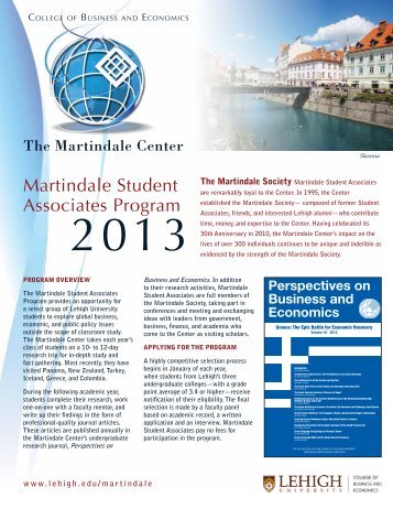 Martindale Student Associates Program - Martindale Center - Lehigh ...