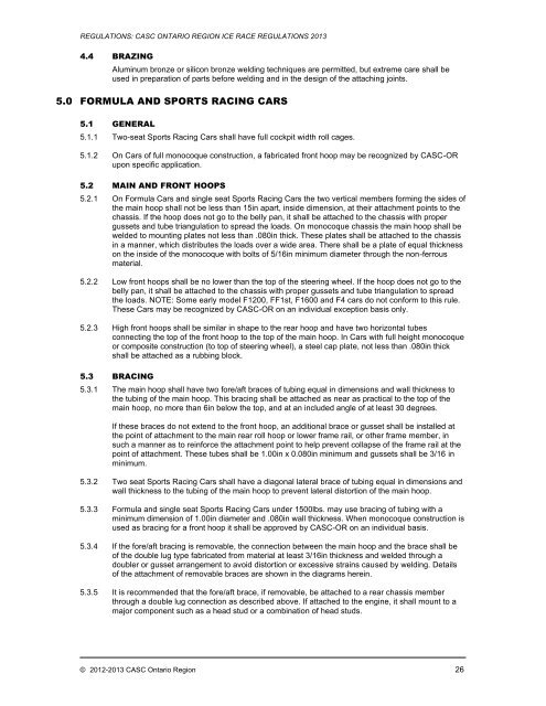 2013 Rules and Regulations - CASC, Ontario Region