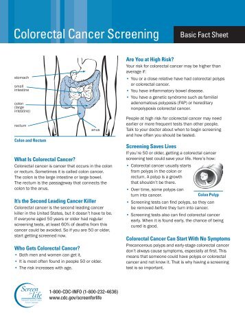 Screen for Life: Basic Factsheet English (color) - Centers for Disease ...