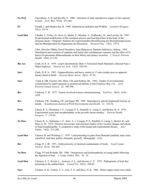 C:\Eco-SSLs\Contaminant Specific Documents\Lead\November  ...