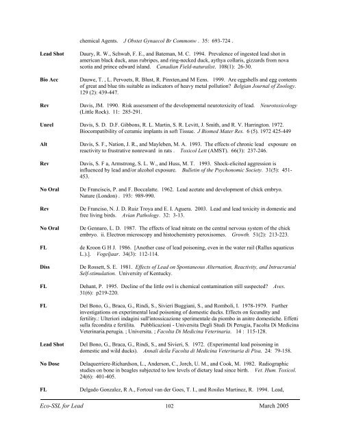 C:\Eco-SSLs\Contaminant Specific Documents\Lead\November  ...